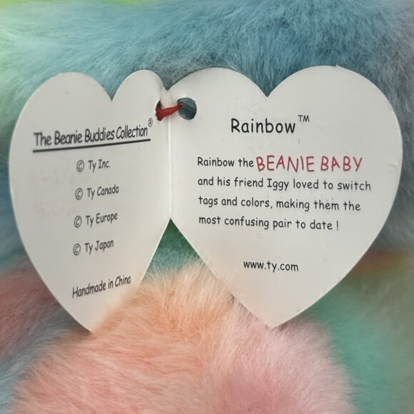 Vtg TY Beanie Buddies Rainbow Chameleon Pastel Tie Dye 1999 Plush Stuffed 14" - Picture 7 of 15